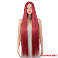 Joedir Cosplay Wigs for Black Women Long Straight Synthetic Lace Wig 38 Inch Pink Ombre Blonde High Temperature Heat Resistance