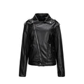 Spring Women's PU Quilted Lace Woven Slim Motorcycle Jacket Custom Print Wholesale Autumn Casual Fitness Fashion Black