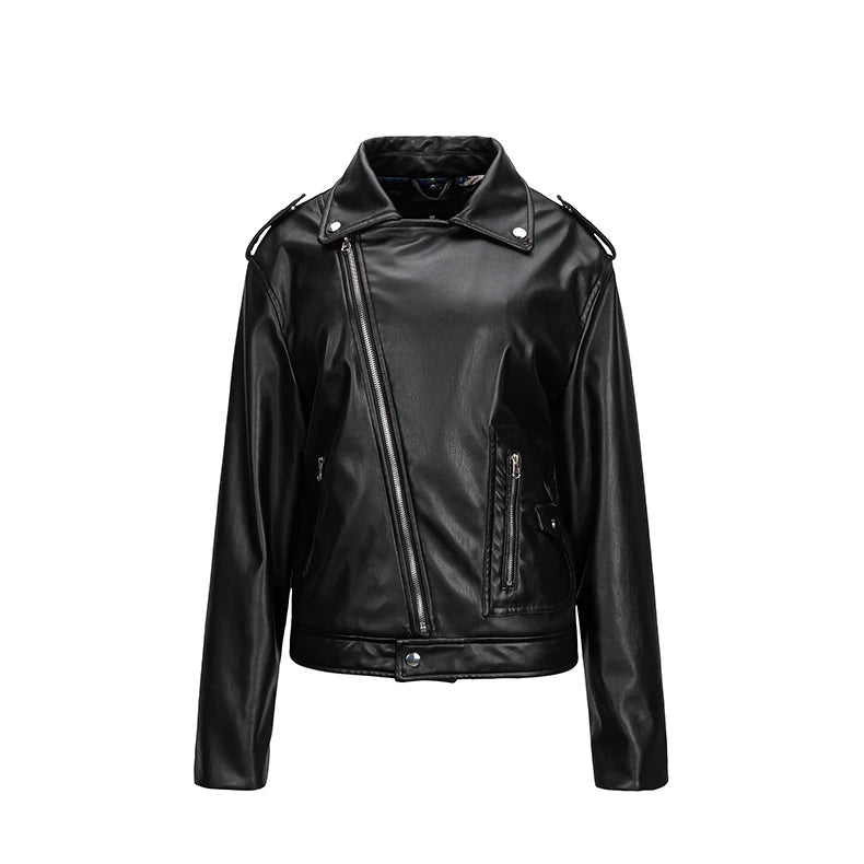 Spring Women's PU Quilted Lace Woven Slim Motorcycle Jacket Custom Print Wholesale Autumn Casual Fitness Fashion Black