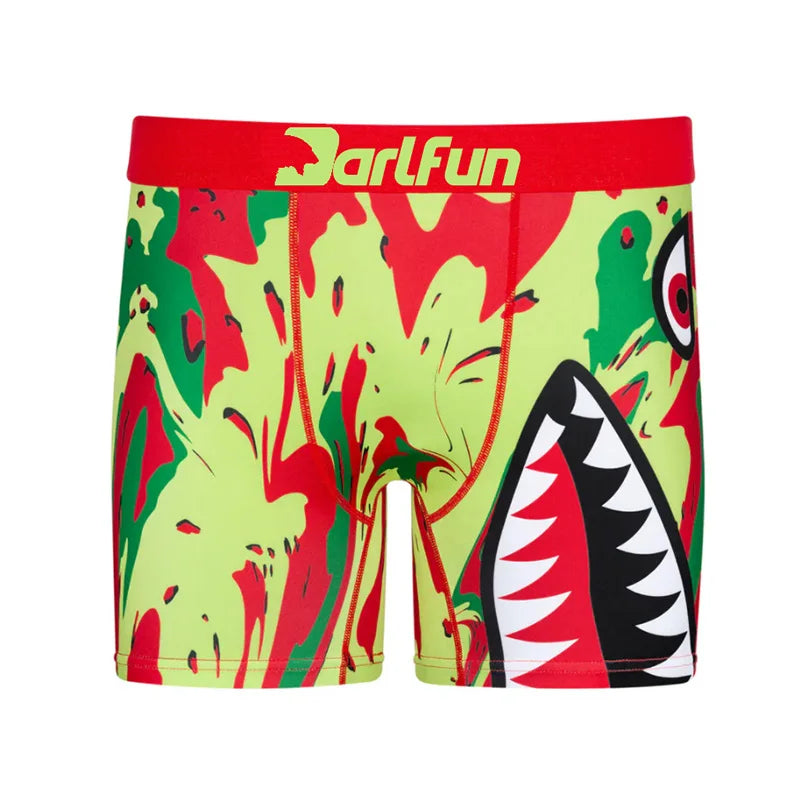 Wholesale Men's Mid-Rise Printed Boxer Briefs Breathable Customized Design Polyester/Spandex Underwear