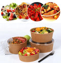 Food Grade Biodegradable Packaging Disposable Soup Kraft Paper Bowl With Lid for Rice noddle and Soup Bowl