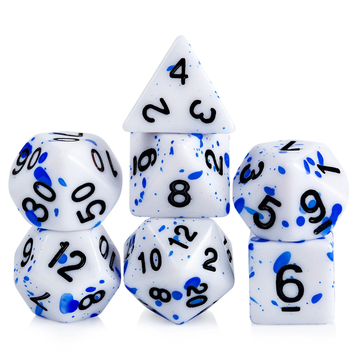 Wholesale D4 D6 D8 D10 D12 D20 D% Blood Splatter Dice Dnd Polyhedral 7-Die Dice Set for Role Playing Dice Games Blue MegaBDM