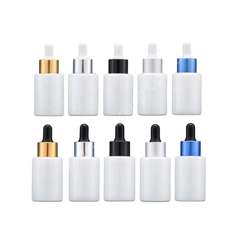 Spot Goods High-grade Empty 30ml Pearl White Bottle with Dropper Cosmetics Essence Packaging Travel Glass Drop Bottle