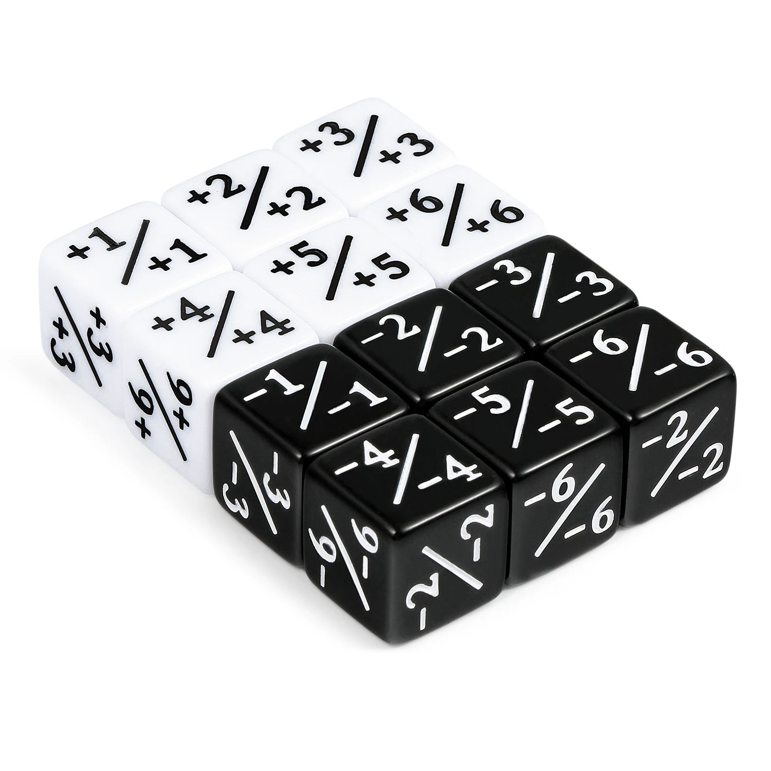 Wholesale 12 Pcs 16mm Acrylic/Plastic Plus Minus Dice Custom Addition & Subtraction for Role Playing Game