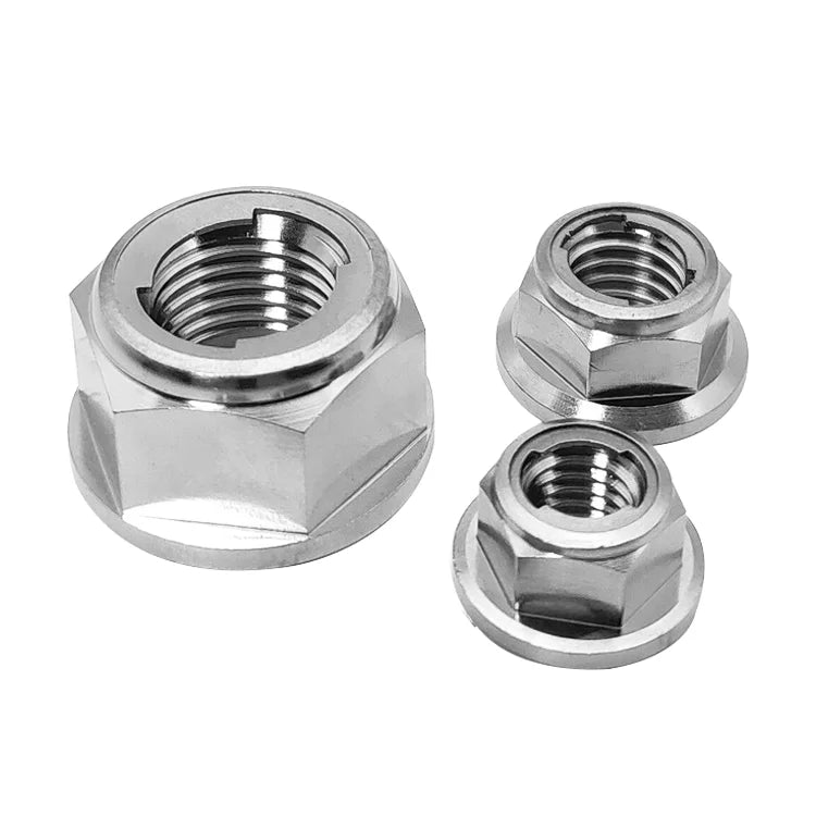 Polished Titanium Hexagonal Flange Nuts-High-Strength Fasteners for Motorcycle & Automotive Engines
