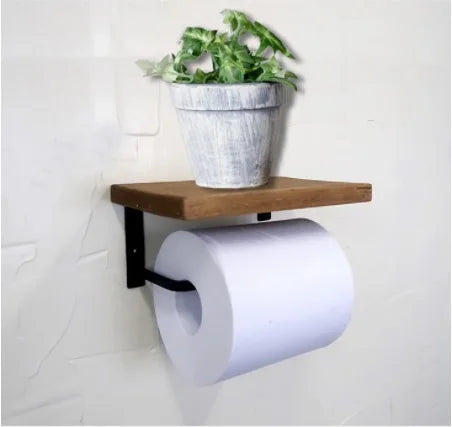 Global Orbit Solid Wood Toilet Paper Roll Holder Shelf Traditional Design Walnut Color for Bathroom Kitchen Apartment Hotel Use
