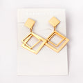 Ason Hot Sale Minimalist Drop Earrings 18K Gold Plated Custom Diamond Shape Earring Stainless Steel Jewelry for Women Girls