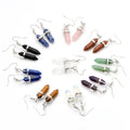 Colorful Natural Stone Crystal Drop Earrings Bullet Shape Healing Point Dangle Fishhook Earring for Women