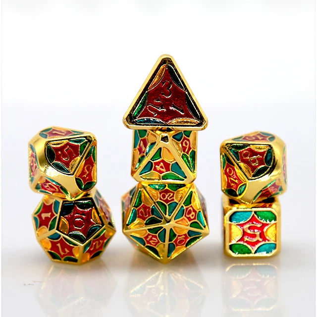 Hot Sale Custom HS Dice Metal Set 4-Color Mixed Design for RPG Dungeons Dragons DND Tabletop Game Entertainment