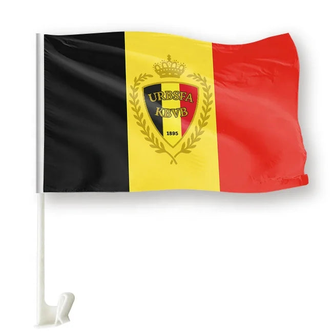Custom 100D Polyester Mexican & Belgian Football Team Car Window Flags Country Diplomatic & Funeral Car Bonnet Flags