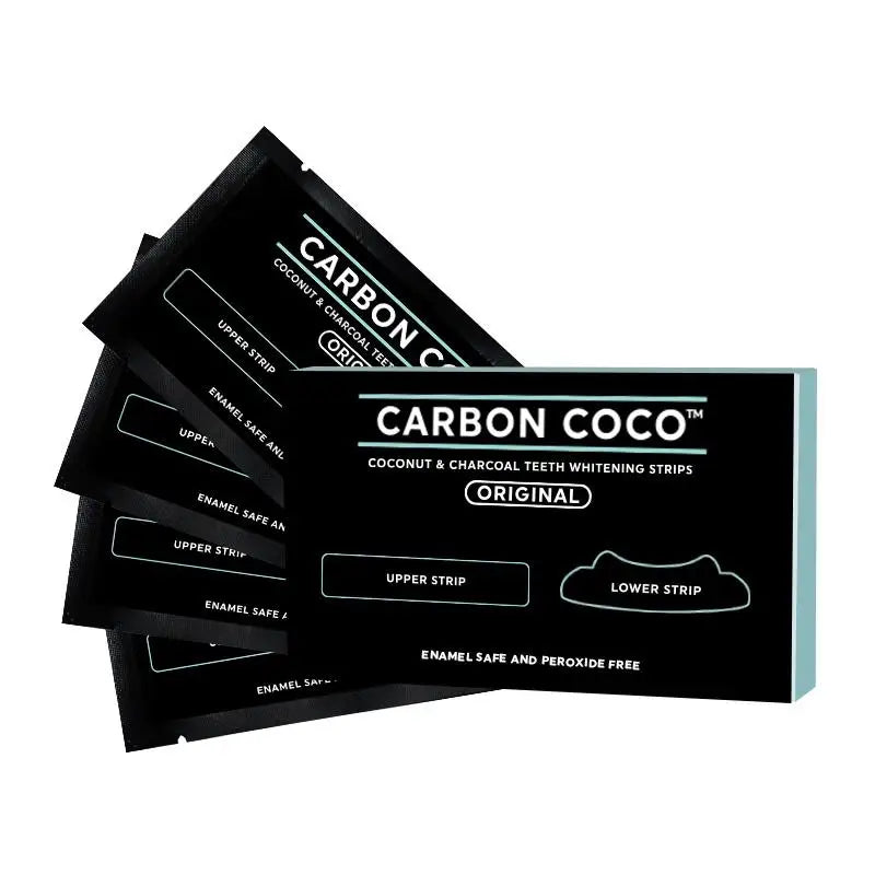 Carboncoco Coconut Charcoal Teeth Whitening Strips 1 Box 14 Pouches 28 Strips 100% NATURAL 3d Professional AU Made
