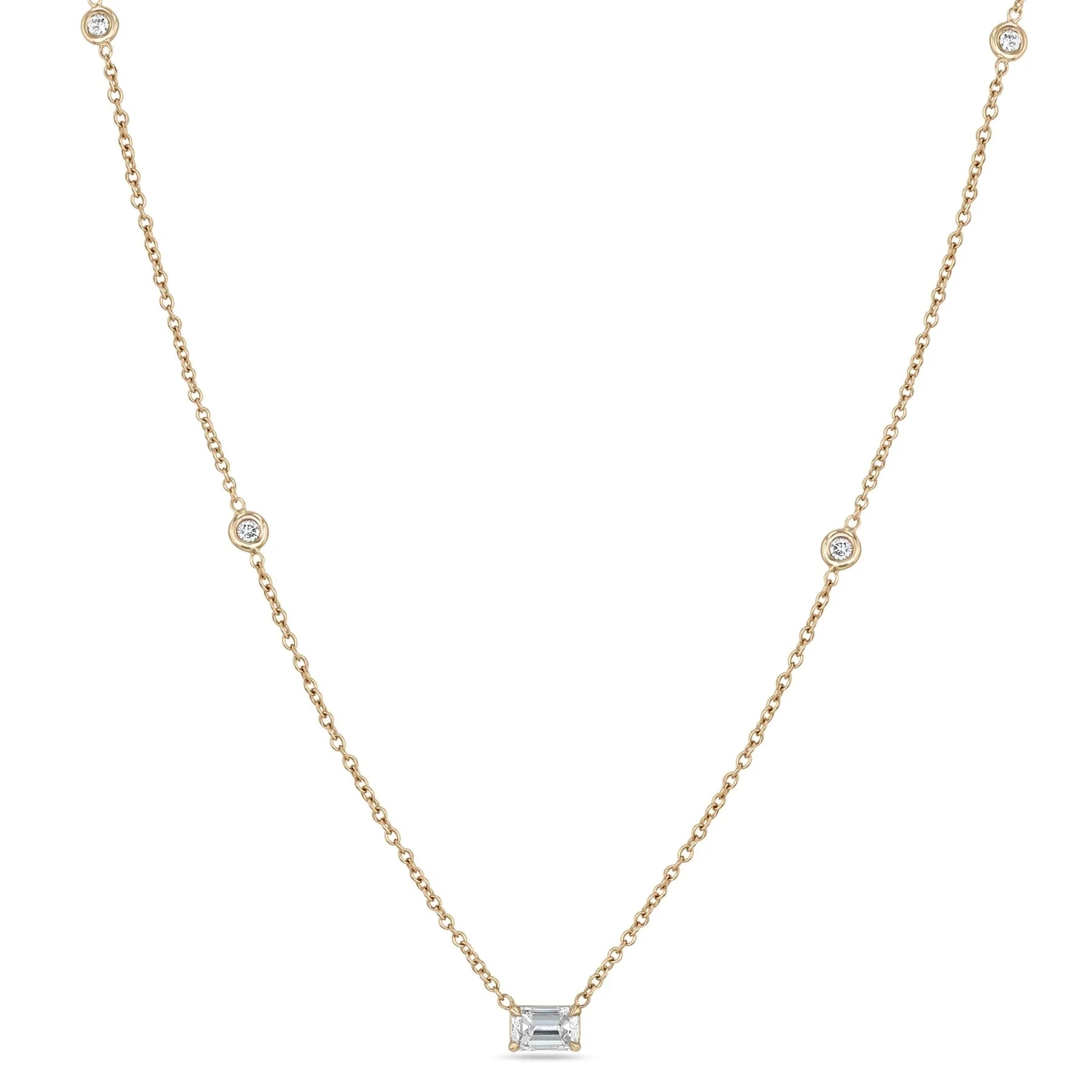 LOZRUNVE 925 Sterling Silver 14k Gold 18k Gold Plated Baguette Emerald Cut Charm Necklace Choker for Women