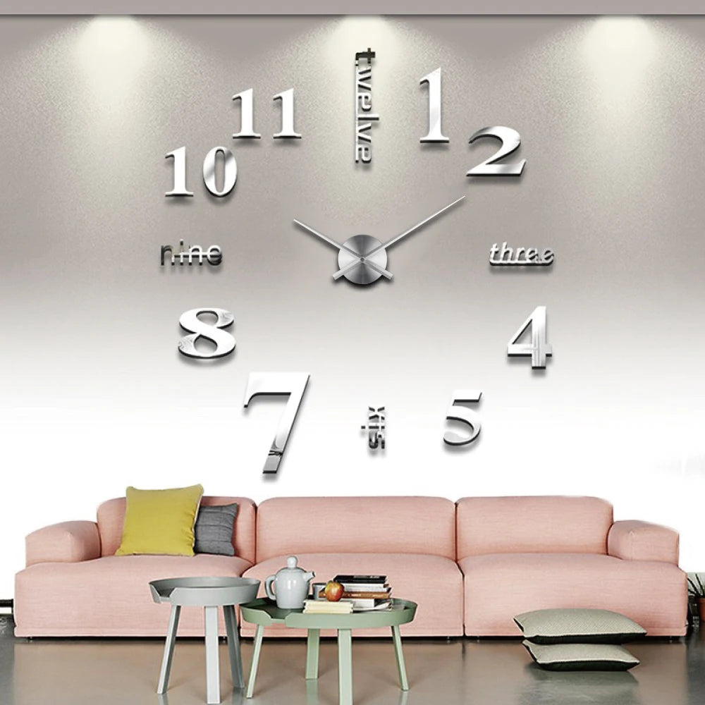 Unique Luxury Quartz Clock Wall Decor Large Acrylic Sticker Art Home Decorative Living Room Art Watch DIY 3D Wall Clocks Design