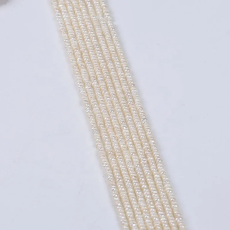 Wholesale 2.5-3mm Natural White Color Freshwater Loose Flat Pearls Beads String Strand for Jewelry Making