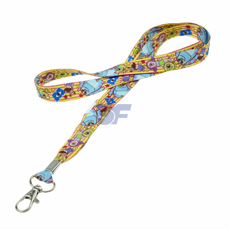 ShinyFans SF-6666 Plastic Badge ID Card Holder Heat Transfer Printed Roll Neck Polyester Lanyard with Custom Logo and PMS Color