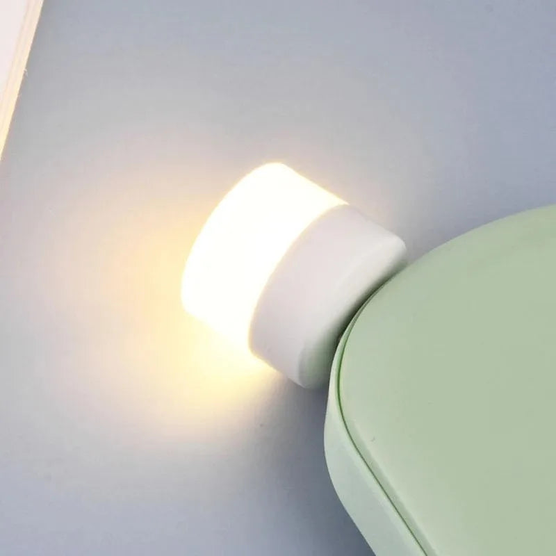 USB Plug Lamp Computer Mobile Power Charging USB Small Book Lamps LED Eye Protection Reading Light Small Round Light Night Light