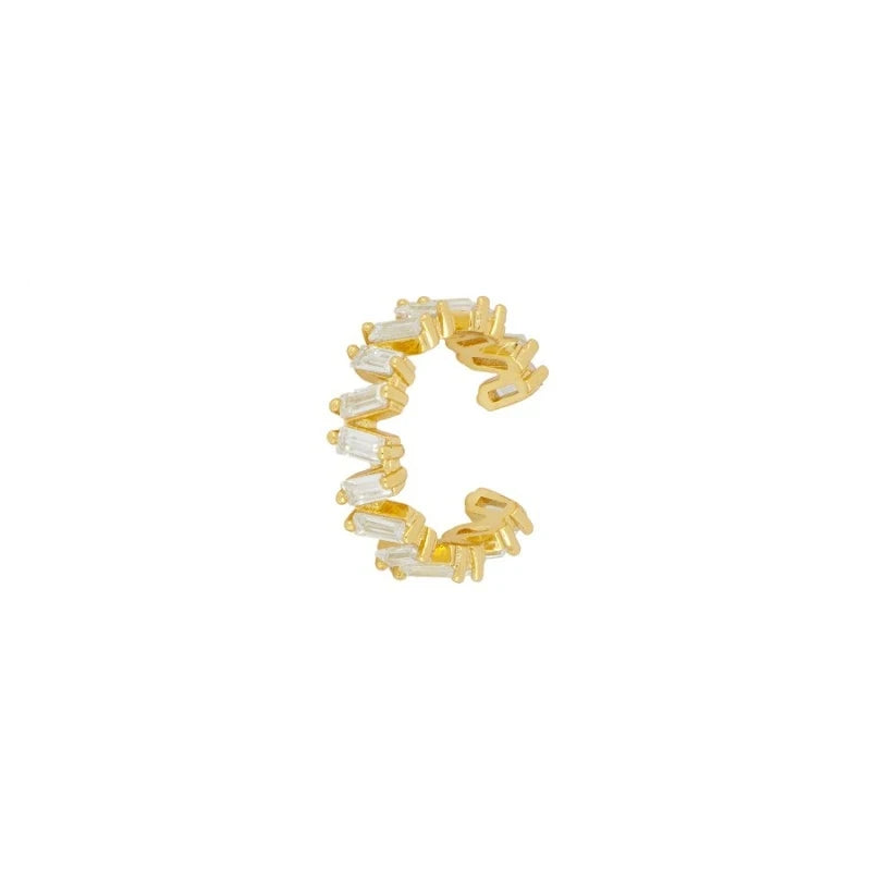 ROXI S925 Sterling Silver Oval C Shaped Ladder Cubic Zirconia Personality Trend Ear Buckle Ear Clip