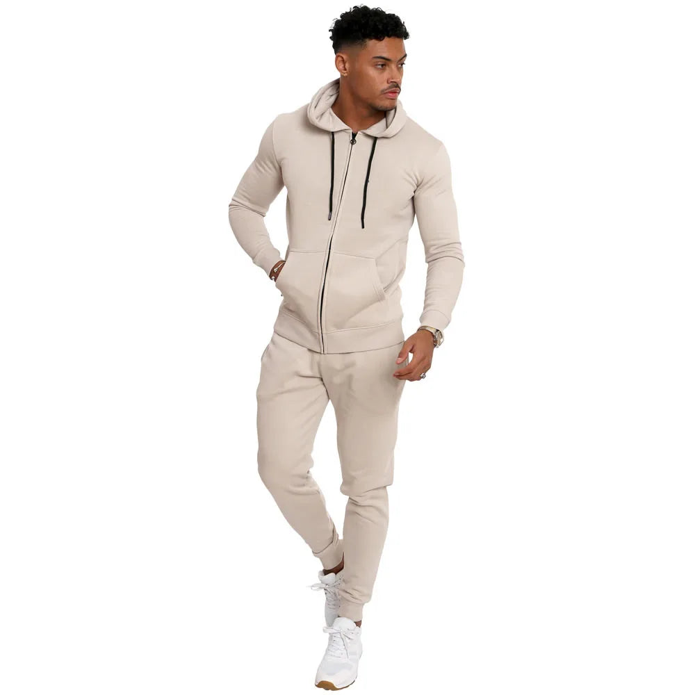 Men's Cotton Hoodie Set by Manufacturer Jogger Sweatsuit with Plain Sweatshirt Sweatpants for Winter Air Shipping Available