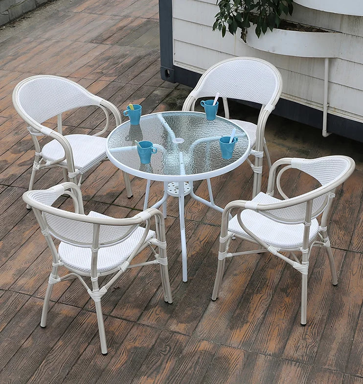 Wholesale Restaurant Terrace Furniture White Chairs Outdoor Furniture Dining Aluminium Alloy Guangzhou Garden Chairs MegaBDM