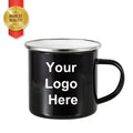 PYD Life Wholesale 12oz Steel Custom White Logo Print Camp Mug Black Sublimation Enamel Campfire Mug