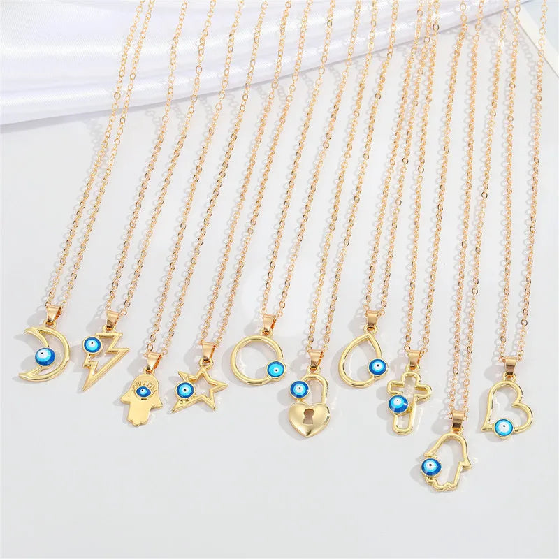 HOVANCI Fashion Quality 2021 Necklace Gold Plated Geometric 10 Steel Jewelry Necklace Evil Eyes