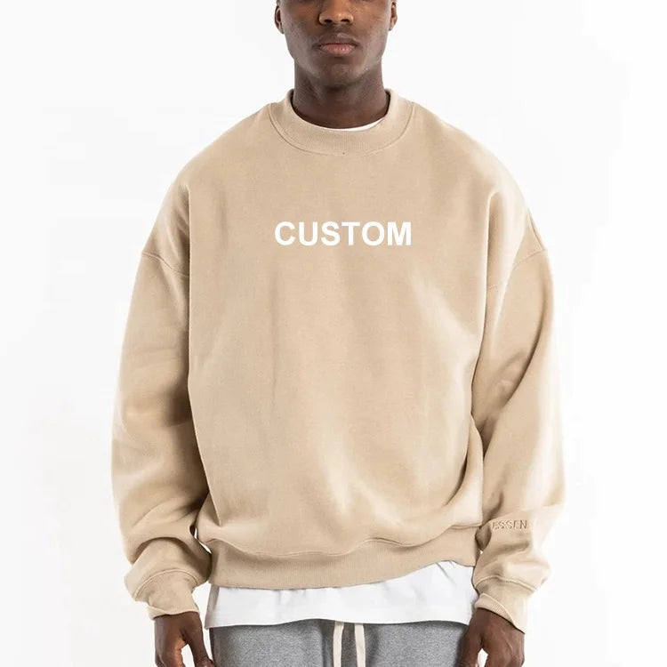 Factory Oem Custom Logo High Quality Soft Loose Men'S Premium Crew Neck Blank Plain Sweatshirts