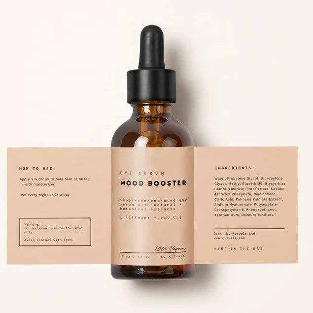 Custom Size Cosmetic Dropped Bottle Printable Beauty Products Labels Waterproof for Skincare