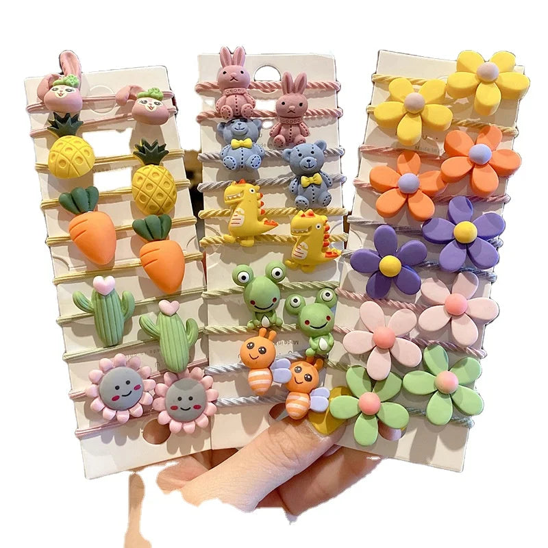 10pcs/set Fruit Cute Rope Children Baby Elastic Hair Rubber Bands Accessories Kids Girl Headband Tie Ring Headwear Scrunchie