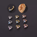 POENNIS Gold Filled Bule pink White Cz Zircon Stainless Steel butterfly Hoop Earrings 11 Cartilage Piercing Jewelry
