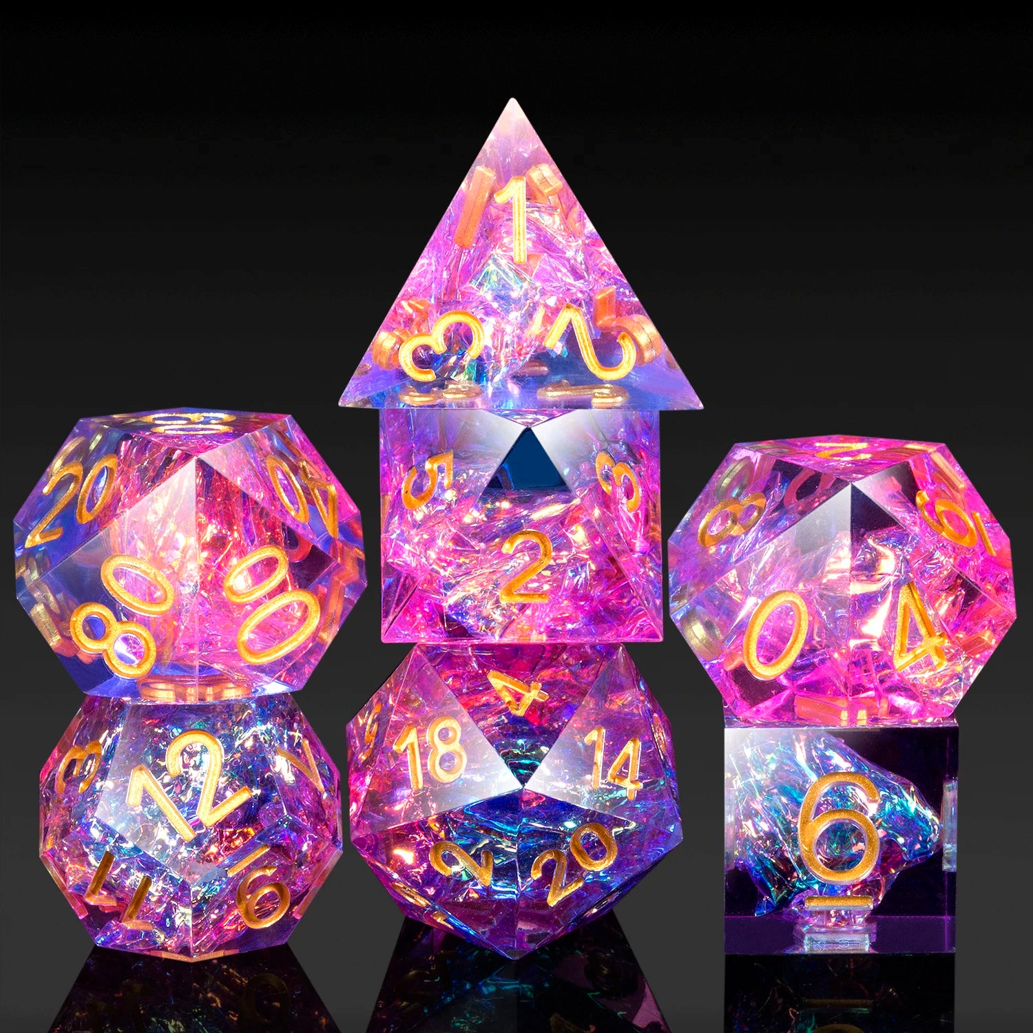 Best Selling Edge Sharp Edge Resin Dice Set Custom Polyhedral DND Dice Set Resin Dice D&d for TTRPG