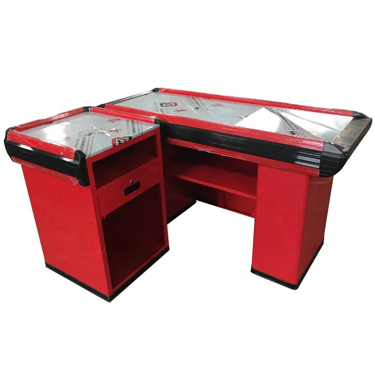 Supermarket Stainless Steel Cashier Register Customizable POS Cash Table with Check Desk Bill Counter Checkout Counters