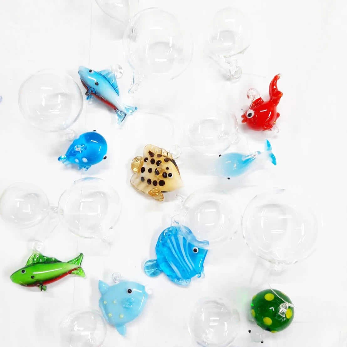 Colored Ornaments Murano Glass Fish Handmade 18-22cm Garden Use
