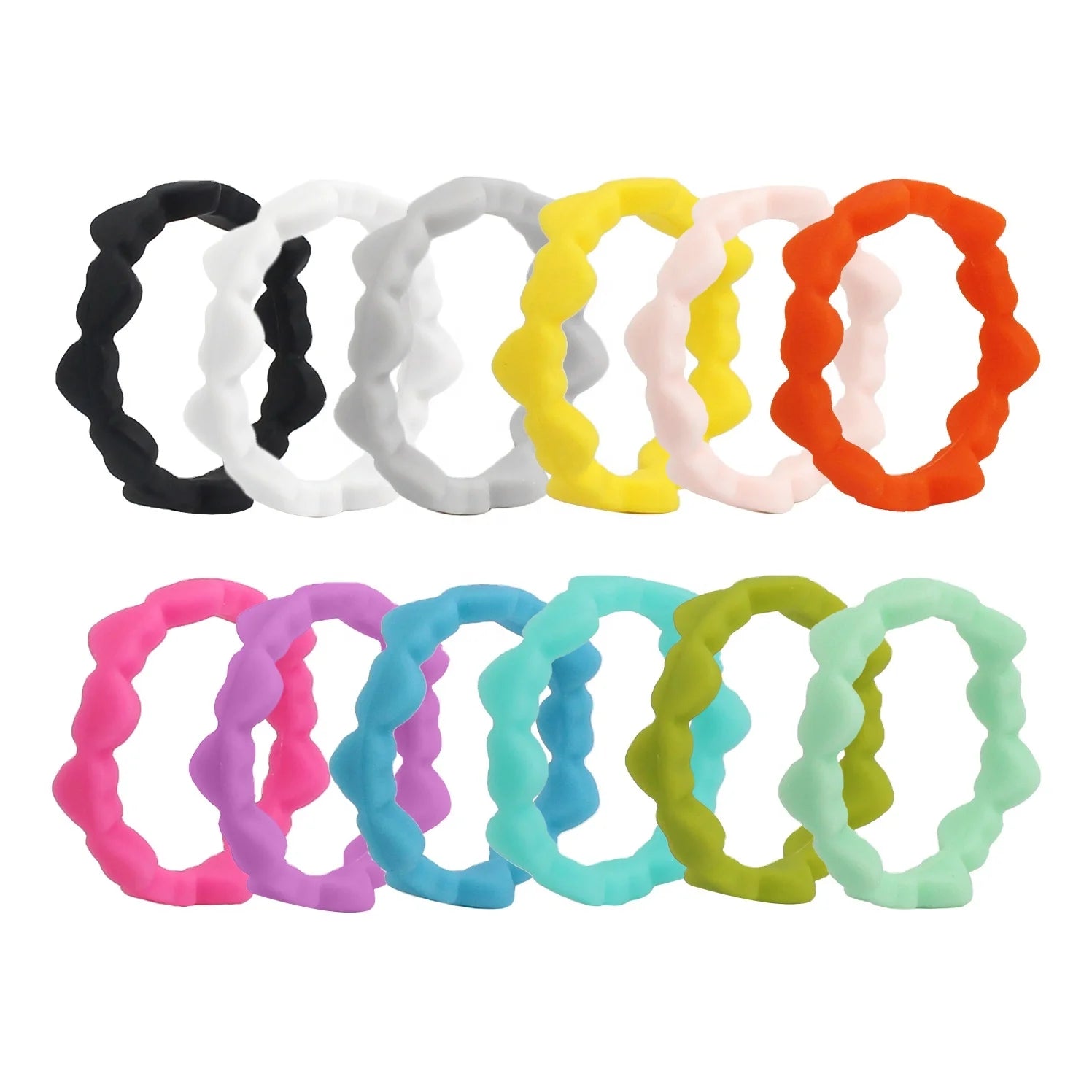 2021 Summer New Design Heart Shape Silicone Rings for Women Girls Kids