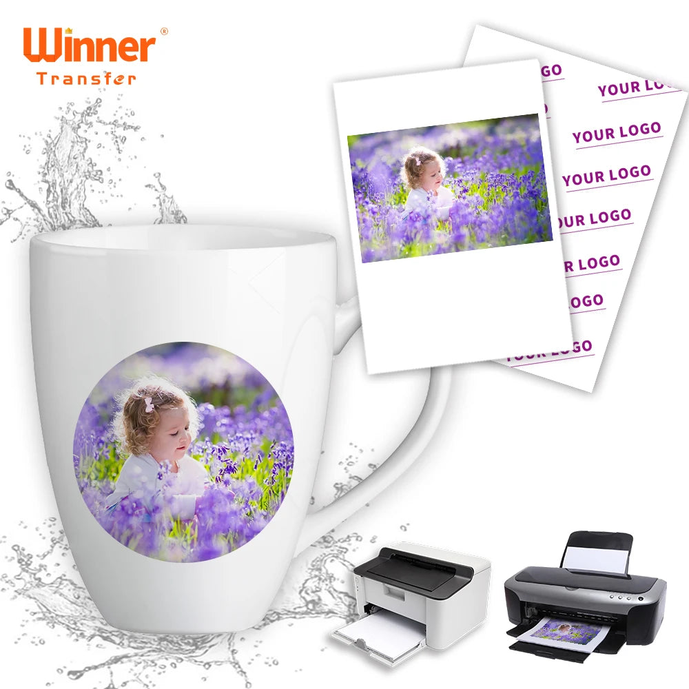Winner Transfer  Ready to Ship No Bake Compatible Clear Laser Water Slide Paper Water Slide Decal Paper for Candle Cup