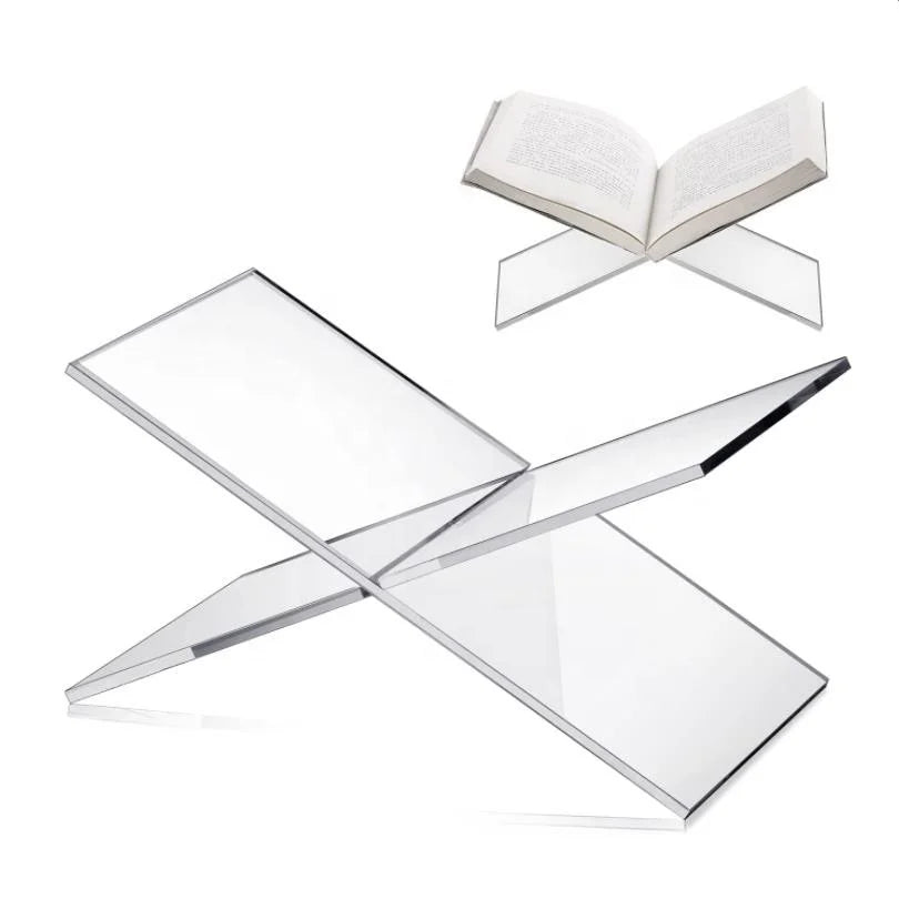 Clear Acrylic Open Book Display Stand & Reading Holder 5-10mm Thickness Customizable Size Environmentally Friendly
