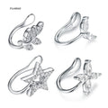 FUAMAY 925 Silver Gold Zircon Minimal Cartilage Star Flower Leaf Ear Cuff Earrings No Piercing Hanging Jewelry for Party