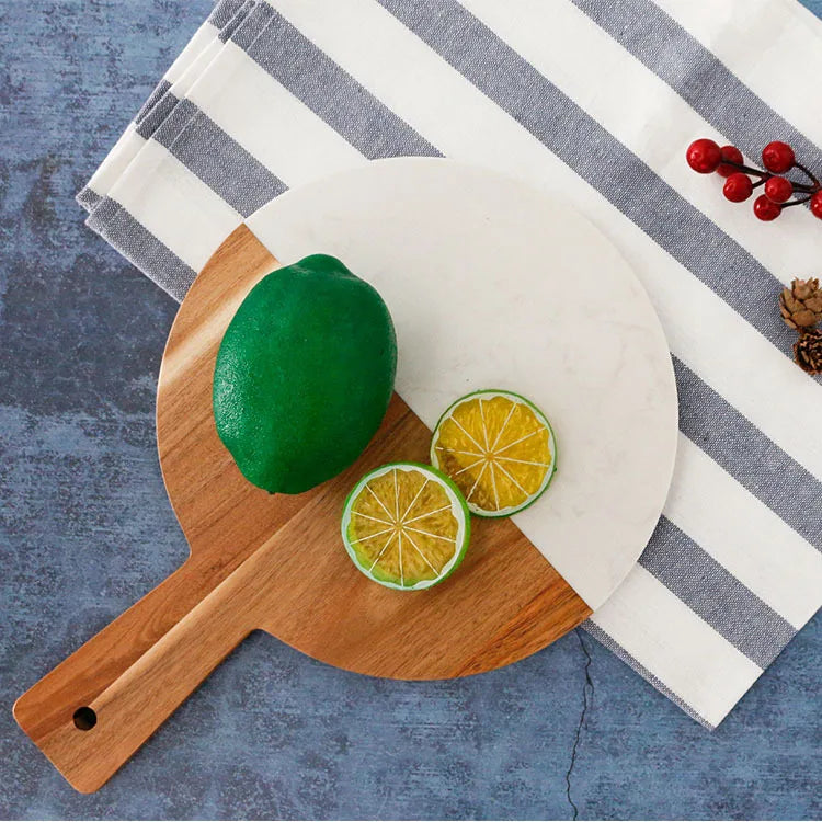 Handle Cheese Cutting USA Circle Custom Wooden Marble Round Large Charcuterie Board