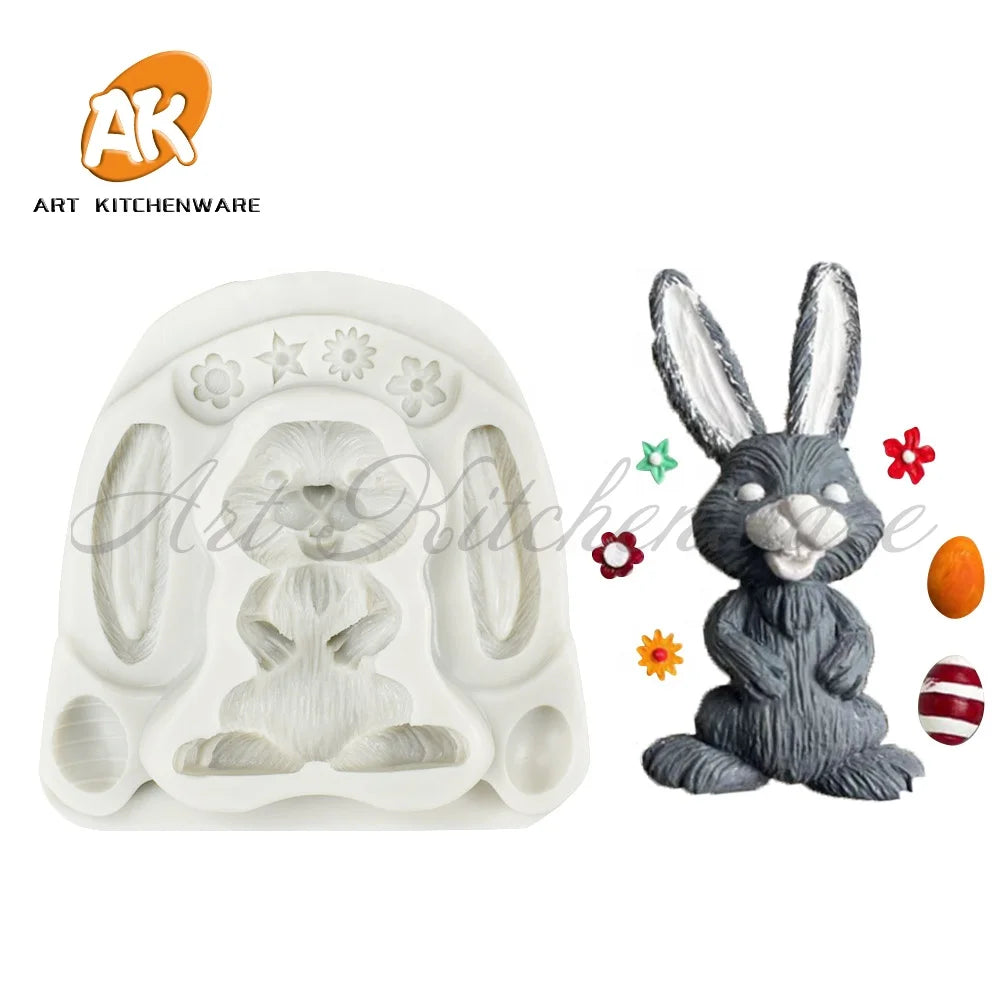 AK Rabbit Cake Silicone Fondant Molds Handmade Rabbit Fondant Cake Mold Easter Bunny Silicone Cake Molds