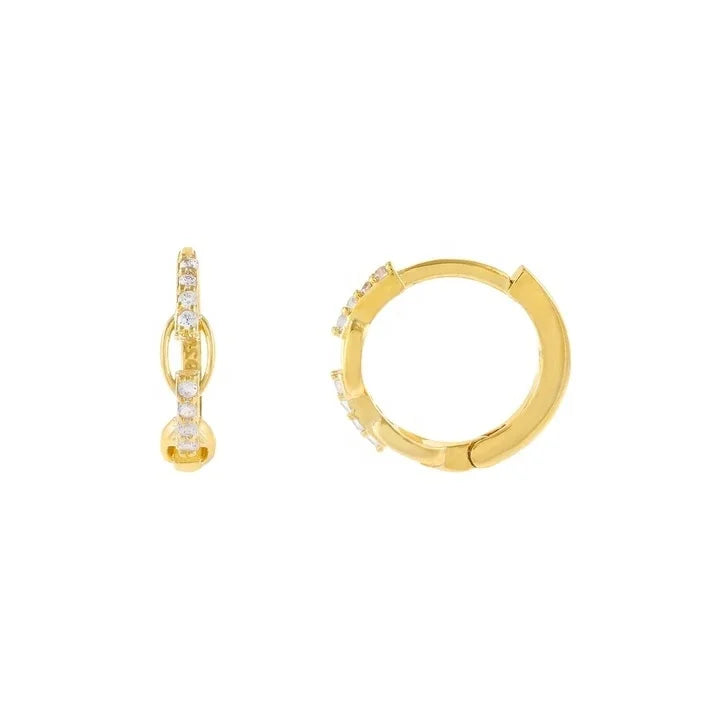 14k Gold 18k Gold Jewelry Bohemian Thin Chain Link Huggie Hoop Earring 925 Sterling Silver