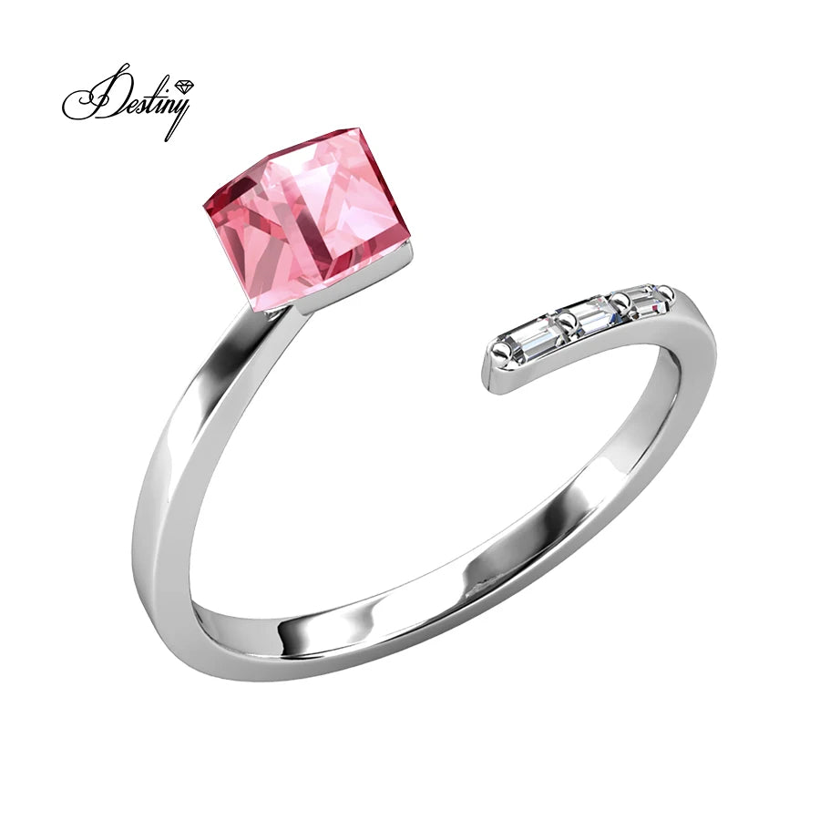 Women Keister Ring Adjustable Ring Embellished with Swarovski Crystals Daisini  925 Sterling Silver Jewelry 18K Gold Plated Ring