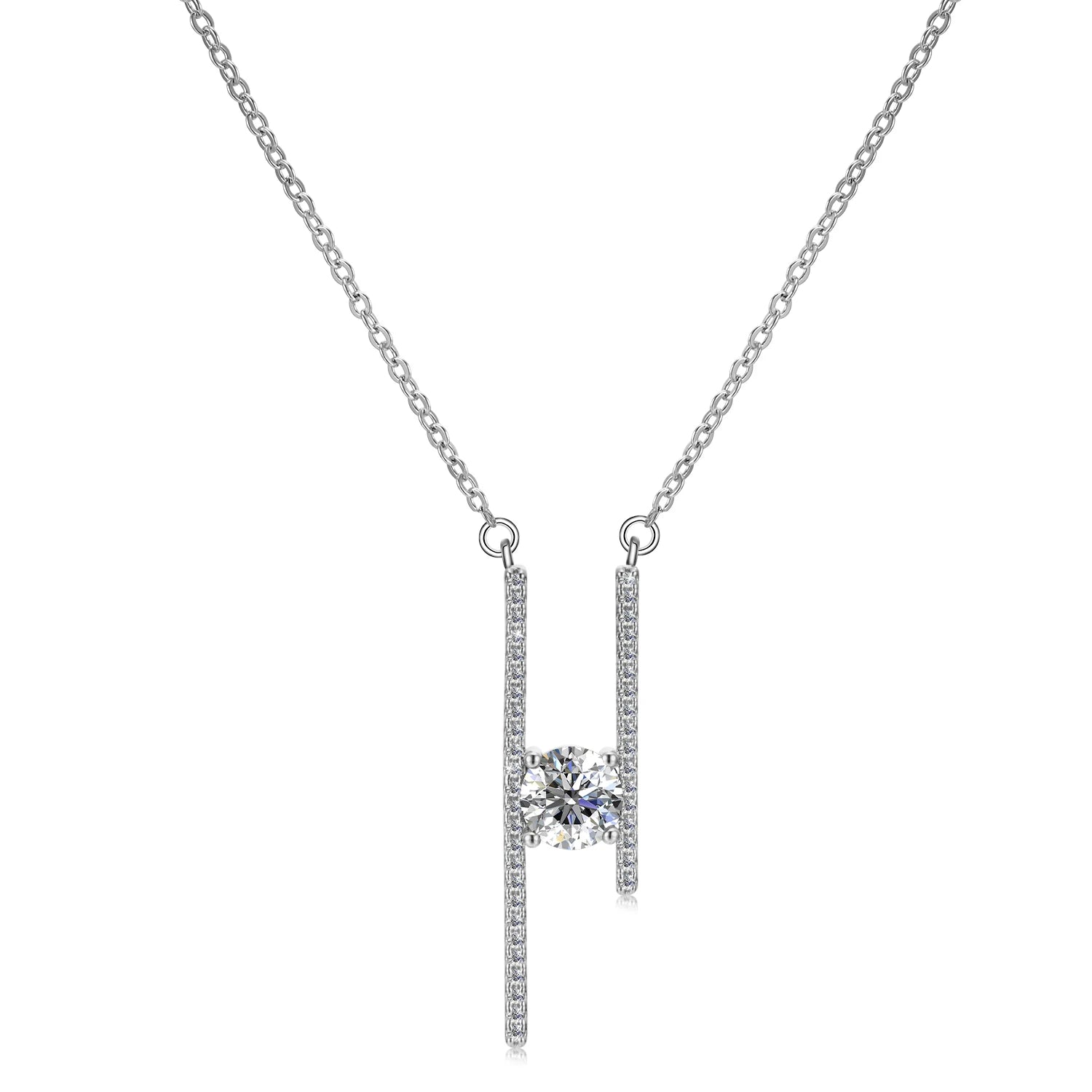 GRA Certified Moissanite Diamond Jewelry With Certificate 925 Sterling Silver H Pendant Necklace for Women Destiny Jewellery