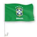 Custom Brazil Football Team Car Flag Digital Printed Sports Graphic on Automotive Window Clip Hanging Flag Pole for USA Car Flag