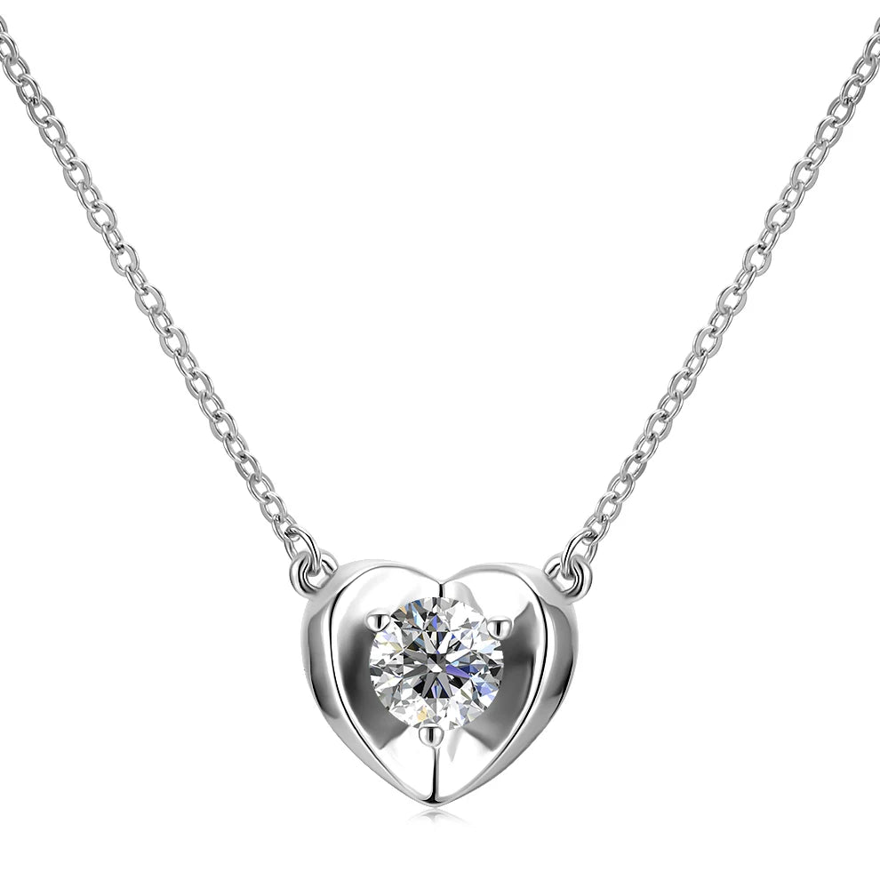 Endless Brilliant Moissanite Diamond Jewelry 925 Sterling Silver Solitaire Heart Pendant Necklace Destiny Jewellery