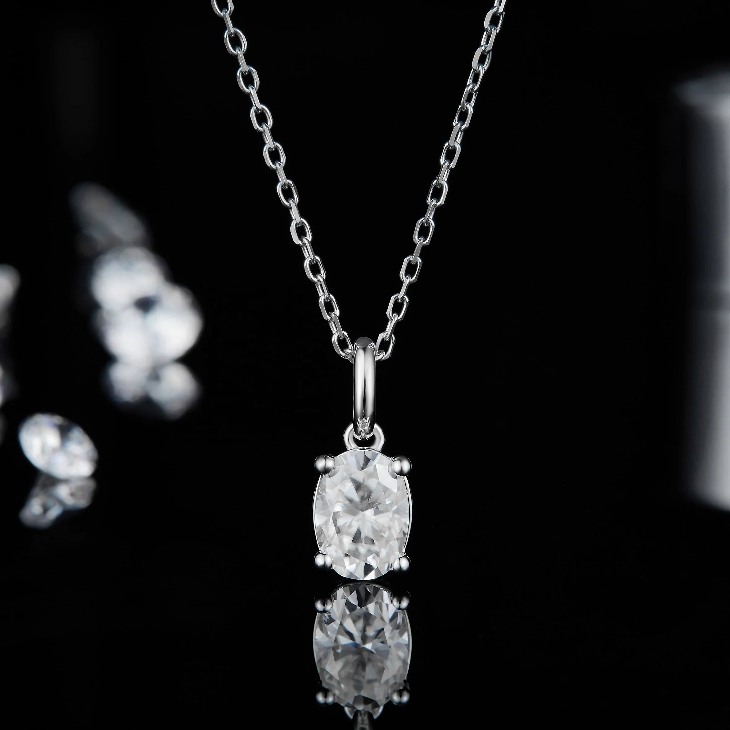 Abiding Jewelry Wholesale Oval Shape Moissanite Pendants 925 Sterling Silver Necklace