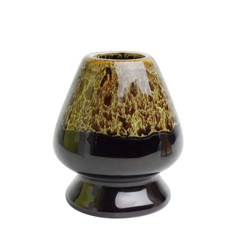 New Version Full Glazed Emerald Colorful Ceramic Whisk Stand Matcha Chasen Reshaper Whisk Holder