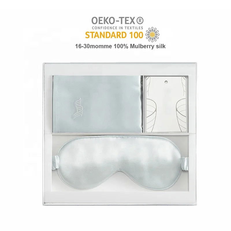 OEKO-TEX 22mm Pure Natural Blue Luxury Silk Pillowcase