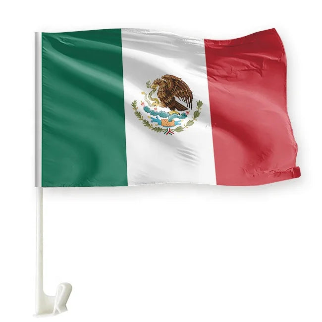 Custom Mexico Football Team Flag 30*45cm 100% Polyester Puerto Rico American Papua New Guinea Flags for Car Windows Silk Banners