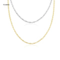 FUAMAY Woman Shiny Interlocked Mariner Link Zircon 92.5% Sterling Silver Gold Plated Adjustable Minimalist Choker Necklace