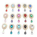 New Arrival 3D Double Row Water Drop Pendant Gold Bottom Glass with 16 Color Loose Rhinestones Sew-On Technique MegaBDM