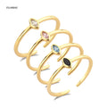 FUAMAY Fashion Wedding Party Rhodium Plated Marquise Cut Pave Setting Zircon 18k Gold Plated Hip Hop Women's Ring